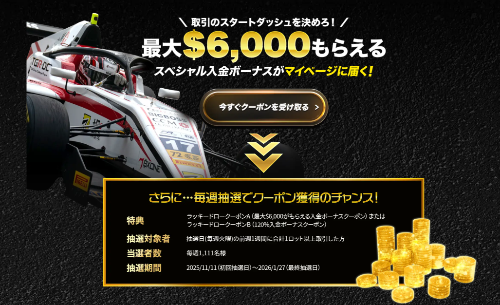 【最大$6,000】BigBoss ラッキードロー＆入金ボーナスキャンペーン開催中！
